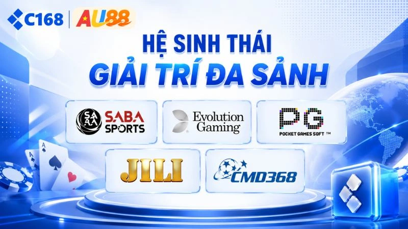 C168 14 Tổng hợp các logo đối tác cung cấp sảnh cược uy tín tại C168 như Saba Sports, Evolution Gaming, PG Soft và CMD368.